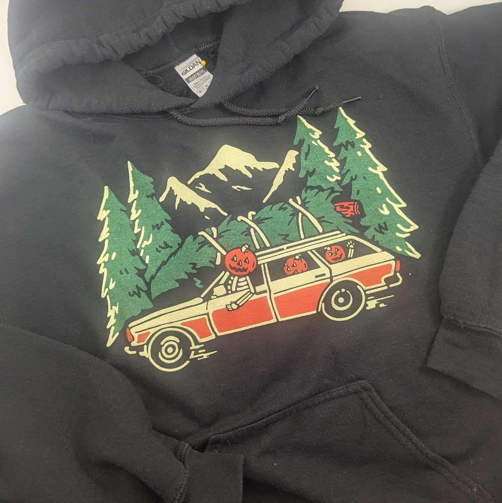 Gildan Black Hoodie Halloween Pumpkin Design